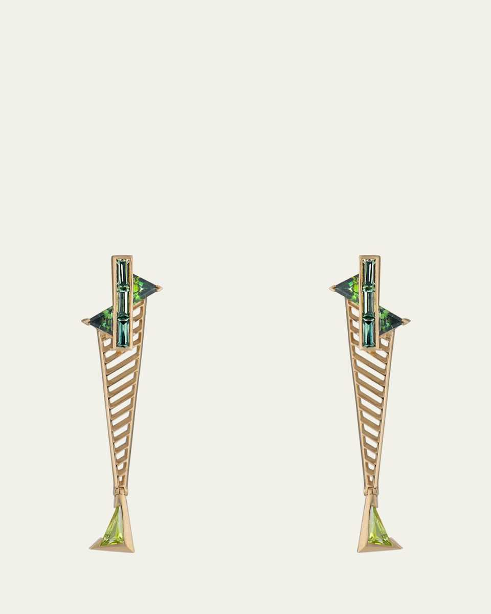 Suspension Sapphire, Tourmaline and Peridot Earrings